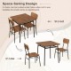 3-piece dining table set featuring a brown wood square table and metal frame, ideal for small rooms or apartments.