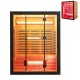 Infrared wooden sauna room for 3 people with heating panels, RGB lighting, and Himalayan salt blocks for relaxation.