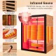 Infrared sauna room for 3 people featuring mica heating panels, red light tubes, and customizable RGB lighting for.
