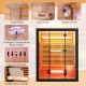 Detail of the infrared wooden sauna room showing the intelligent temperature sensor probe and multipurpose handle for.