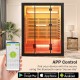 Infrared wooden sauna room for 3 people with RGB lighting, Bluetooth control, and dual heating panels for relaxation.