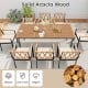 9-piece patio dining set featuring a solid acacia wood table and cushioned chairs, perfect for outdoor relaxation.