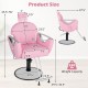 Pink 360° swivel reclining salon chair with adjustable height, sturdy metal frame, and detachable headrest for.