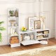 Modern mid-century TV stand in white with adjustable shelves, suitable for TVs up to 50 inches, ideal for storage and.