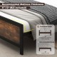 Full-size metal bed frame with rustic wood grain, embedded design, and 11" under-bed storage for organized space.
