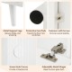 Close-up of adjustable metal hinges on a white TV stand, promoting stability and a flawless look for modern decor.