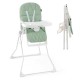 Compact highchair in green with adjustable tray, removable cushion, and foldable design for easy storage and transport.