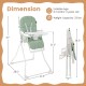 Green Easy Clean Compact Highchair with adjustable tray, removable cushion, and foldable design for easy storage.