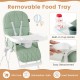 Compact highchair in green with removable tray, built-in cup holder, and easy detachment for convenient feeding.