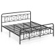 King size platform bed with high headboard, robust metal frame, and snap lock slats for easy setup and stability.