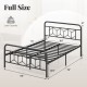 Full size platform bed with high headboard, metal slats, and modern design, offering 1100 lbs load capacity and ample.