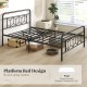 Full size platform bed with high headboard, metal slats, and modern design, perfect for stable sleeping and storage.