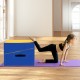 Folding incline gymnastics mat in yellow and blue, featuring high-density EPE foam for comfort and shock absorption.