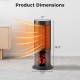 Portable tower space heater with 135° oscillation, 1500W power, and adjustable thermostat for efficient heating.