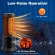 Portable 17-inch black tower space heater with 135° oscillation, 1500W power, and independent LED 3D flame effect.