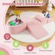 5-piece pink climb and crawl playset with slide and ball pit, designed for kids' creativity and physical strength.