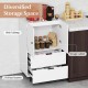 White sideboard buffet cabinet with 2 doors and 2 pull-out drawers, ideal for kitchen or dining room storage.