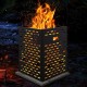 30-inch ultra-thick burn barrel with venting patterns, showcasing flames for efficient yard waste disposal.