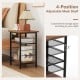 3-tier end table with adjustable mesh shelves in rustic brown, perfect for bedside storage and space-saving design.