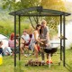 Hardtop grill gazebo with vented polycarbonate roof and side shelves, perfect for outdoor cooking and gatherings.