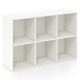 Modern 6-cube bookcase in white, designed for flexible placement and equipped with anti-tipping kits for safety.