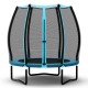 55-inch blue trampoline for kids with safety enclosure net, sturdy galvanized steel frame, ideal for indoor and outdoor.