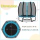 55-inch blue trampoline for kids with safety enclosure net, featuring a robust frame and W-shaped legs for stability.