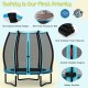 55-inch blue trampoline for kids with safety enclosure net, anti-collision foam sleeves, and robust galvanized steel.