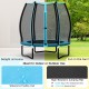 55-inch blue trampoline for kids featuring a safety enclosure net and waterproof safety pad, perfect for indoor or.