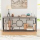 2-tier console table with faux marble top and metal frame, perfect for organizing decor in a hallway or living space.