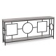 2-tier console table with faux marble top and metal frame, featuring geometric design for hallway organization.