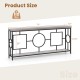 Faux marble top console table with metal frame, 71" wide, 2-tier storage for hallway organization in rustic brown.