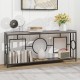 2-tier console table with faux marble top, rustic brown finish, and metal frame, perfect for hallway storage and.