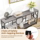 2-tier faux marble top console table in rustic brown with safety anti-topping devices for hallway organization.