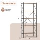 5-tier bookshelf with open shelves, rustic brown finish, heavy-duty metal frame, ideal for living room or study.