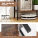 5-tier rustic brown bookshelf with open shelves, elevated design for easy floor cleaning, and non-slip foot pads.