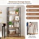 5-tier rustic brown bookshelf with open shelves, sturdy metal frame, ideal for living room and study organization.