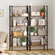 5-tier rustic brown bookshelf with open shelves and heavy-duty metal frame, ideal for living room or study organization.