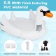Giant inflatable swan pool float for 4 adults, made of durable 0.5 mm PVC with 4 cup holders and electric pump included.