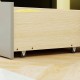Close-up of the twin size house bed's storage drawer with smooth rolling casters, featuring a solid pine wood frame.