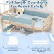 Twin over twin bunk bed with full-length guardrails and integrated ladder, designed for safety and stability in.