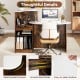Modern reception desk with oval tabletop in rustic brown, featuring rounded corners and lockable drawer for secure.