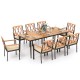 9-piece patio dining set featuring acacia wood, cushioned chairs, and a spacious tabletop with an umbrella hole for.