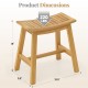 Teak wood shower stool with curved seat, 18" height, slatted design for water drainage, supports up to 220 lbs.