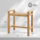 Teak wood shower bench with slat top, dual side handles, and 242 lbs weight capacity for versatile bathroom use.