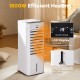 Evaporative air cooler and heater in white with LED display, 3 modes, and remote control for home or office use.