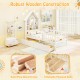Twin size house bed in white with solid pine wood frame, featuring storage headboard and slide-out drawers for kids'.