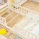 Twin size house bed with solid pine wood frame and plywood slats, featuring open compartments for kids' essentials.