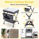 Portable adjustable height baby changing table in gray with storage, foldable design, and lockable wheels for.
