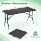 5FT folding picnic table with wood grain HDPE tabletop, 400 lbs capacity, and non-slip foot pads for stability.